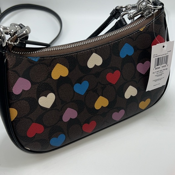 ❤️💙💜💛HP🪅NWT COACH TERI SHOULDER BAG IN SIGNATURE CANVAS WITH HEART PRINT - Picture 12 of 17